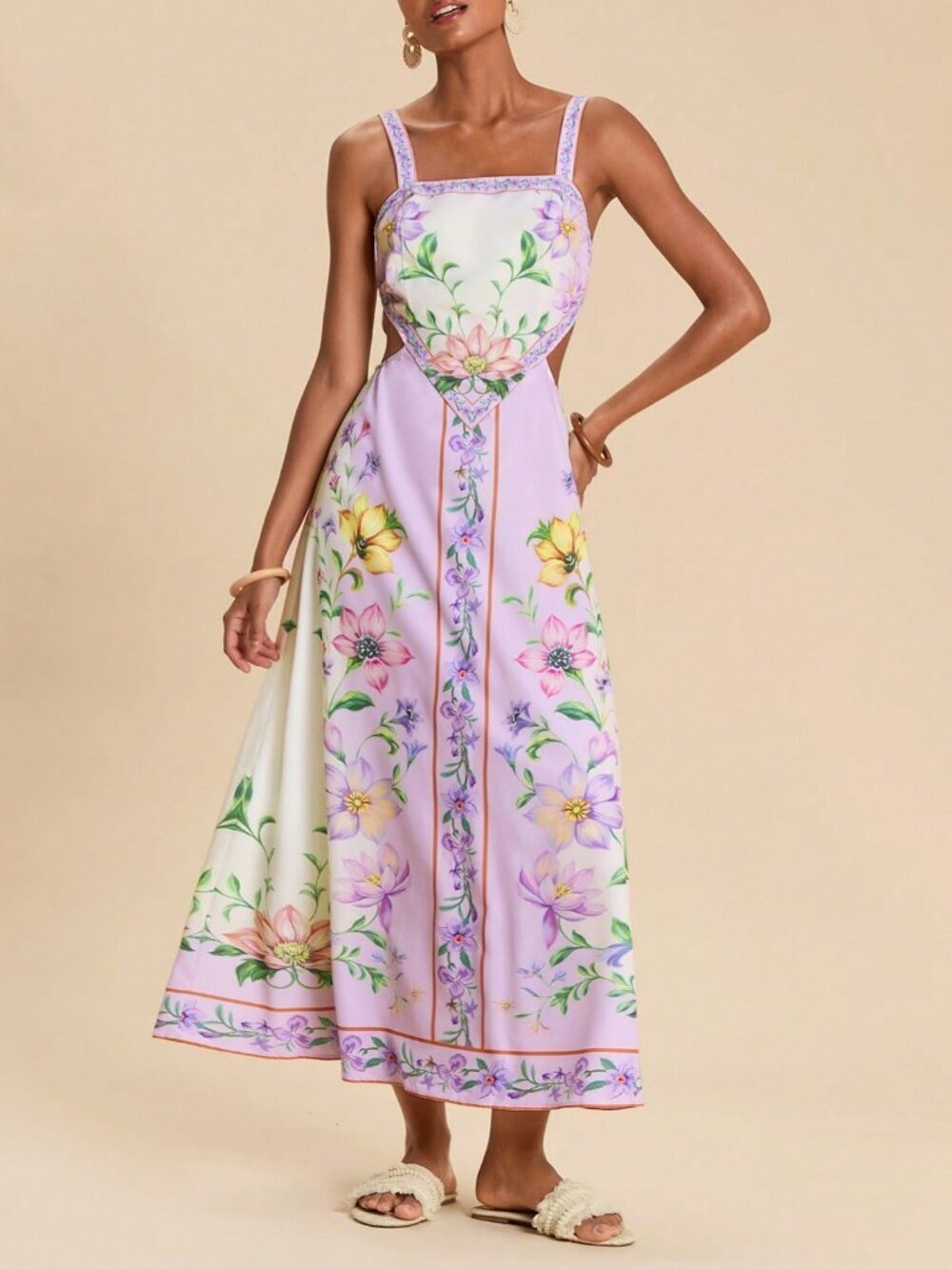 Purple Boho Romantic Women's Floral Beach Dress